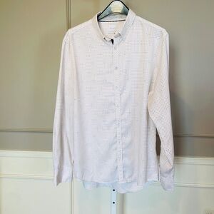 J.B. Holt Men's Button Down Dress Shirt Standard XL Swiss Dots White Pink Black